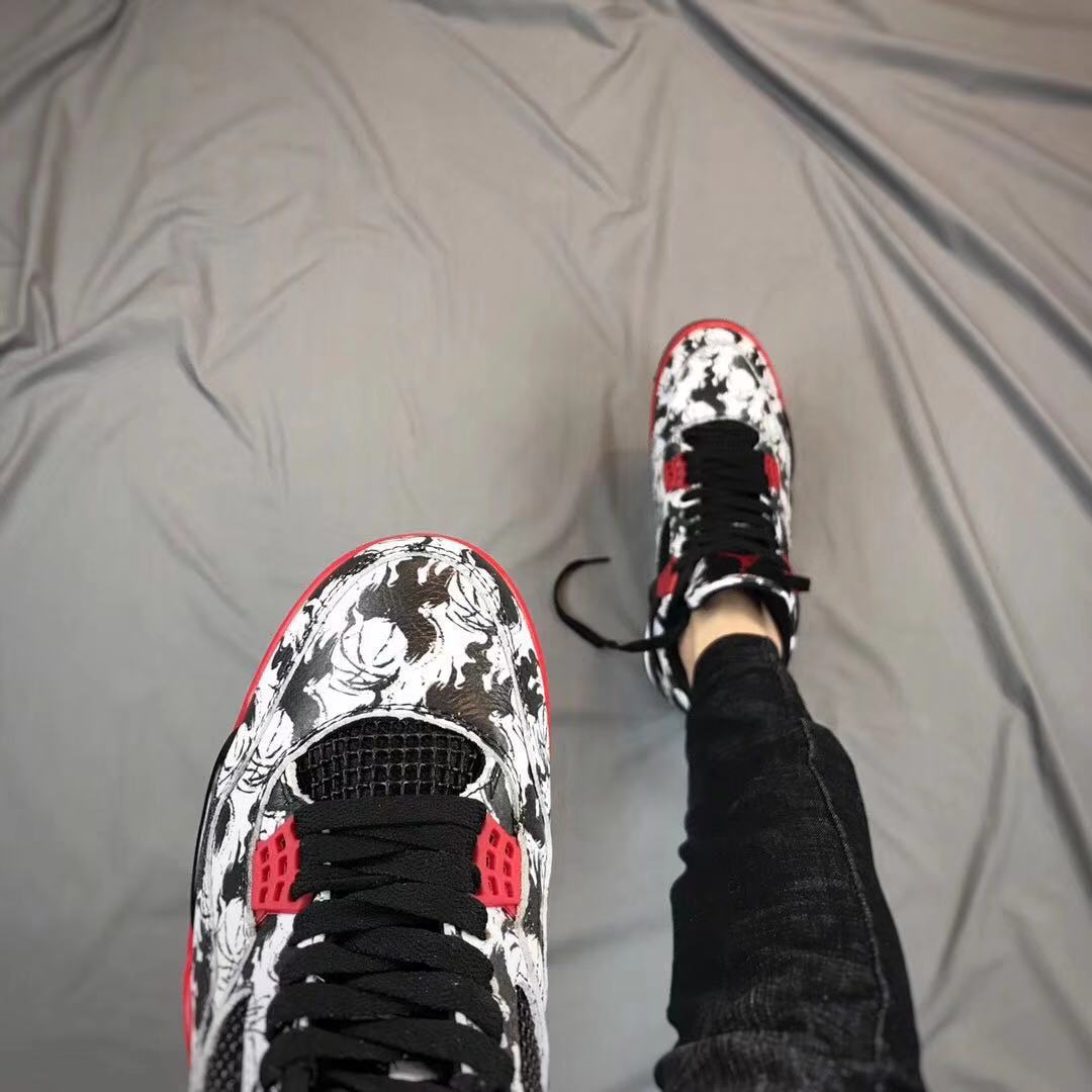 Jordan Air Jordan 4 Tattoo Black White Red Sneakers