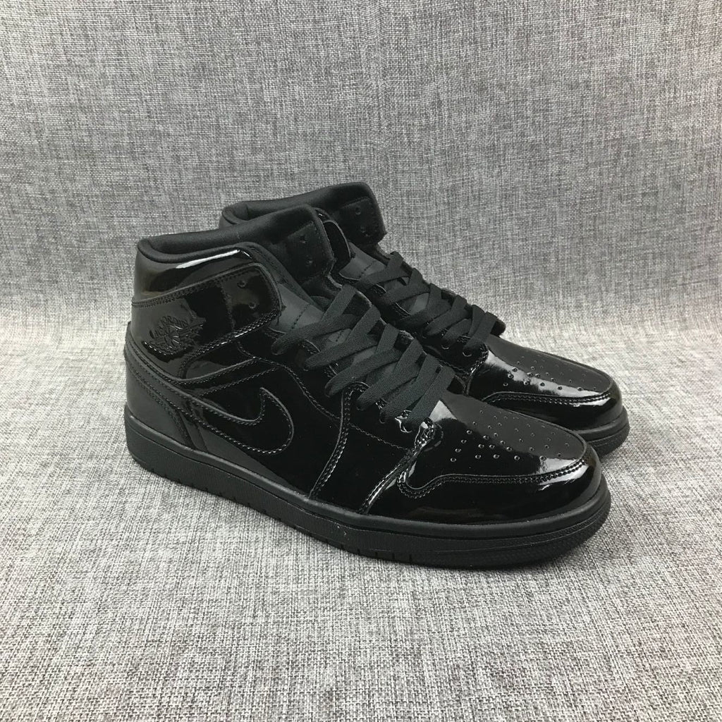 Air Jordan 1 Mid Black Patent Sneakers BQ6472-002