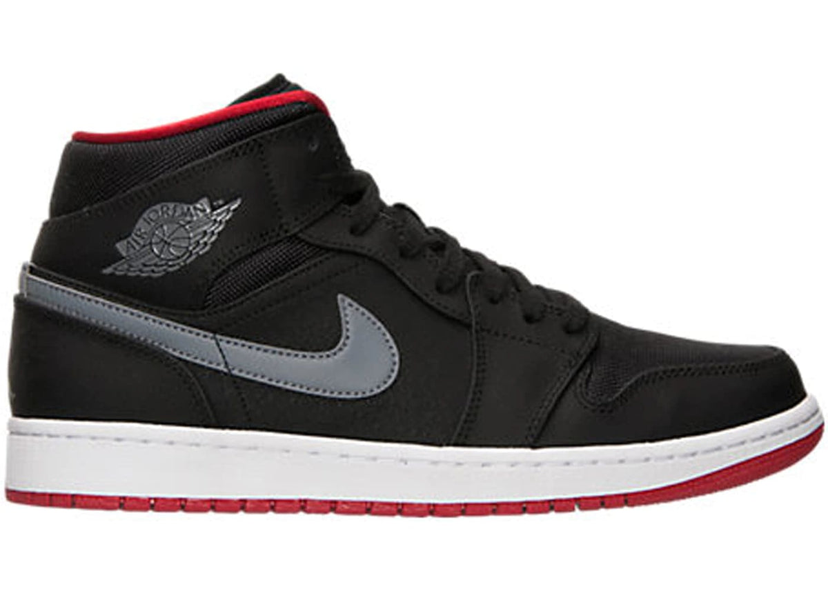 Jordan 1 Mid Black Cool Grey Gym Red