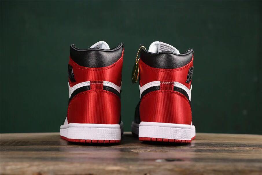 Air Jordan 1 Satin Black Toe High-Top Sneakers