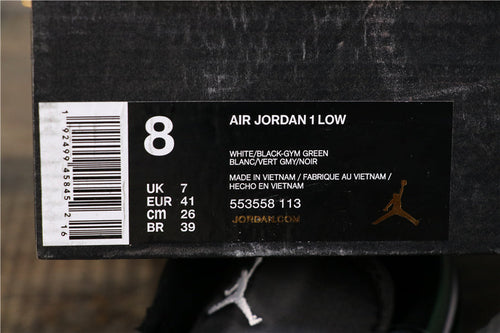 Air Jordan 1 Low Black Green White Sneakers 553558-113