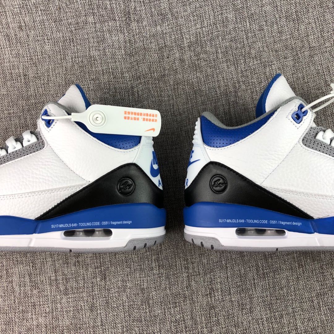 Fragment x Air Jordan 3 White Blue Sneakers CT8532-040