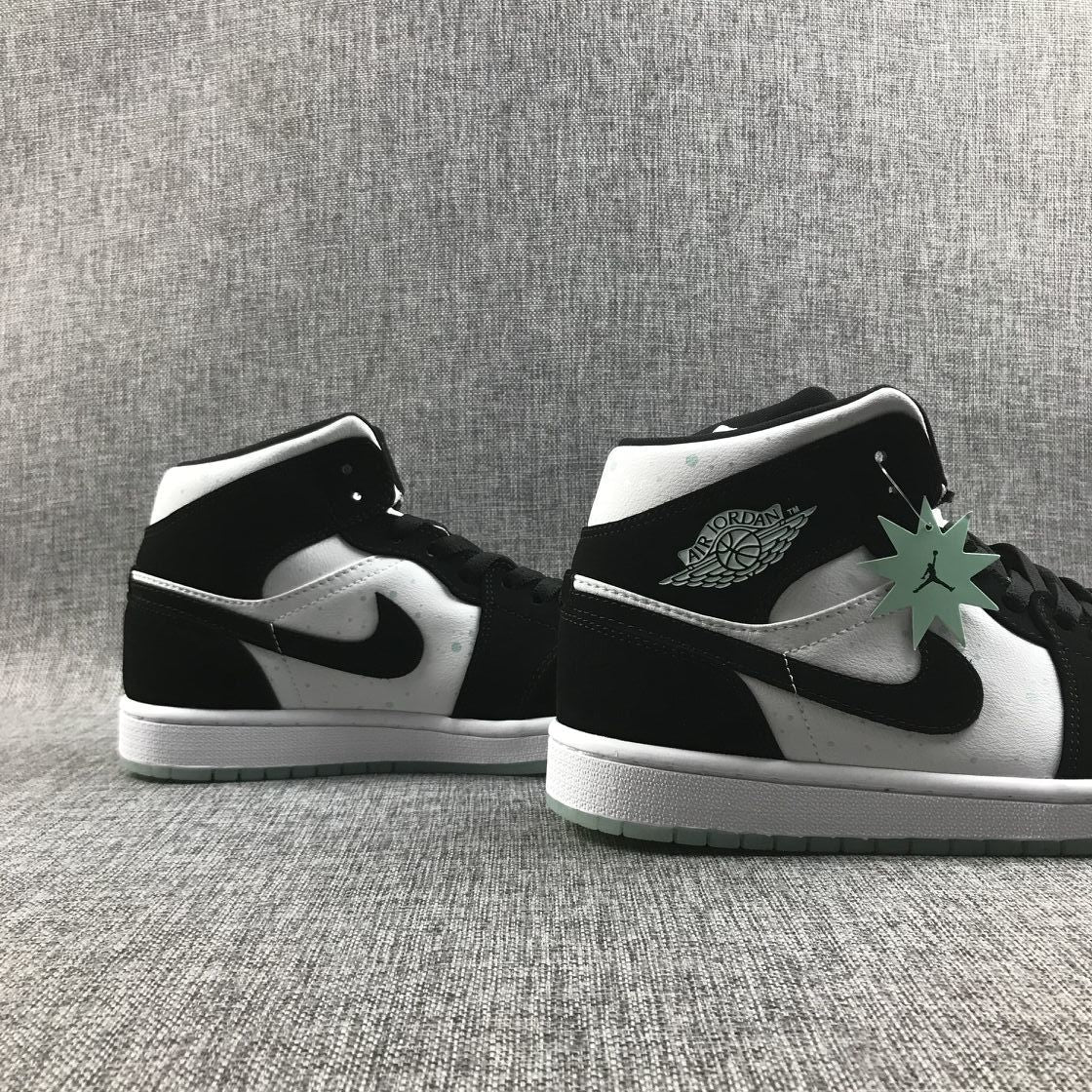 Air Jordan 1 Mid Sneakers Black White Mint BQ6931-103