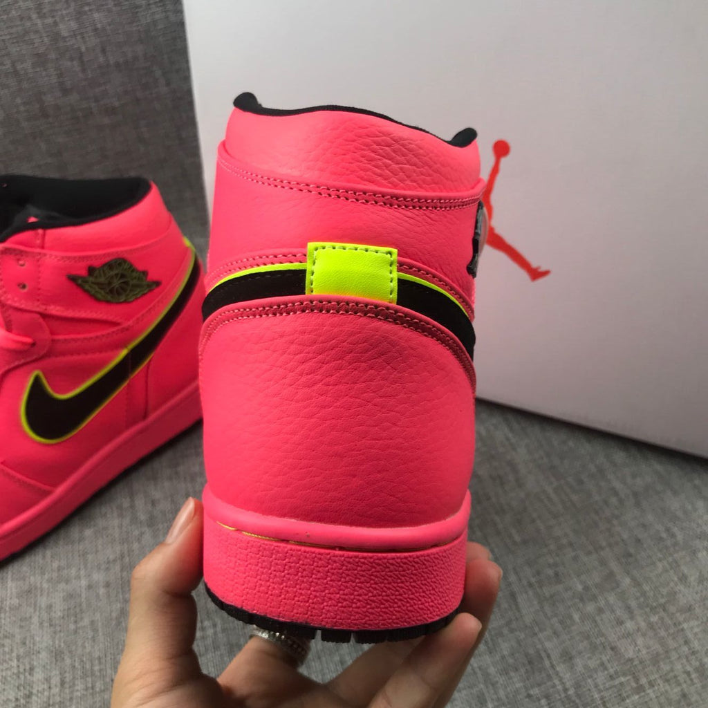 Air Jordan 1 Mid Sneakers Pink Black Volt AQ9131-600