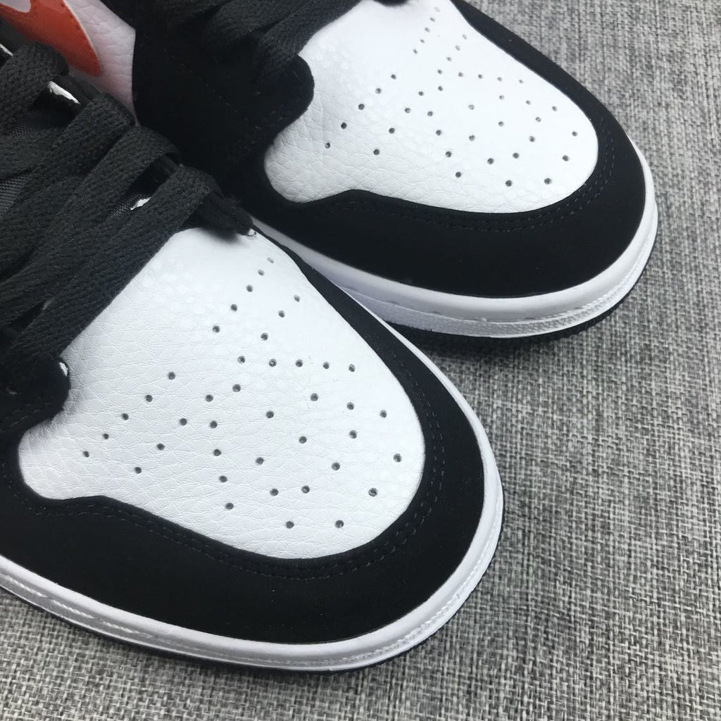 Air Jordan 1 Mid Black White Orange Sneakers 554724-058