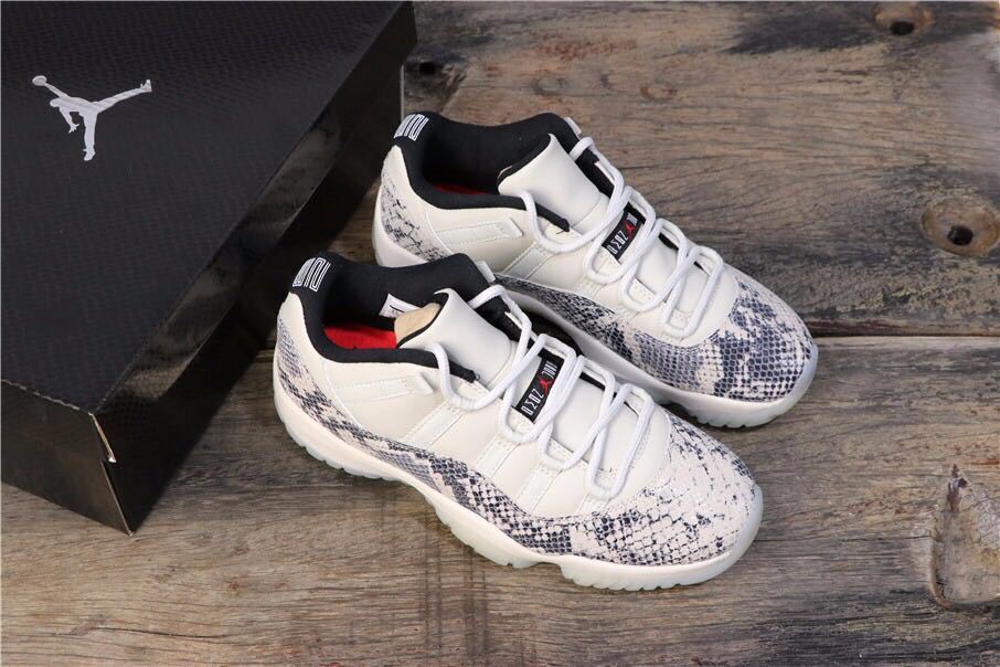 Jordan Air Jordan 11 Retro Low White Black Snakeskin Sneakers