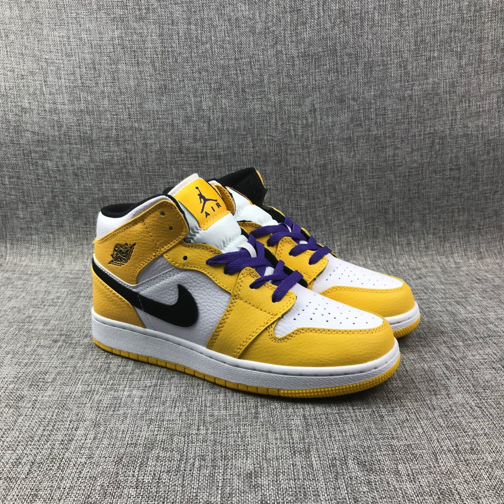 Air Jordan 1 Mid Lakers Yellow and Purple Sneakers BQ6931-700