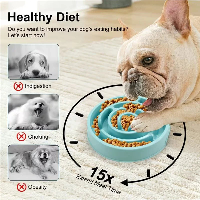 MazeMunch Non-Slip Slow Feeder Dog Bowl - Anti-Bloat Design for Healthy Eating
