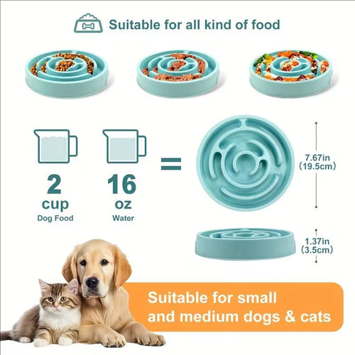 MazeMunch Non-Slip Slow Feeder Dog Bowl - Anti-Bloat Design for Healthy Eating