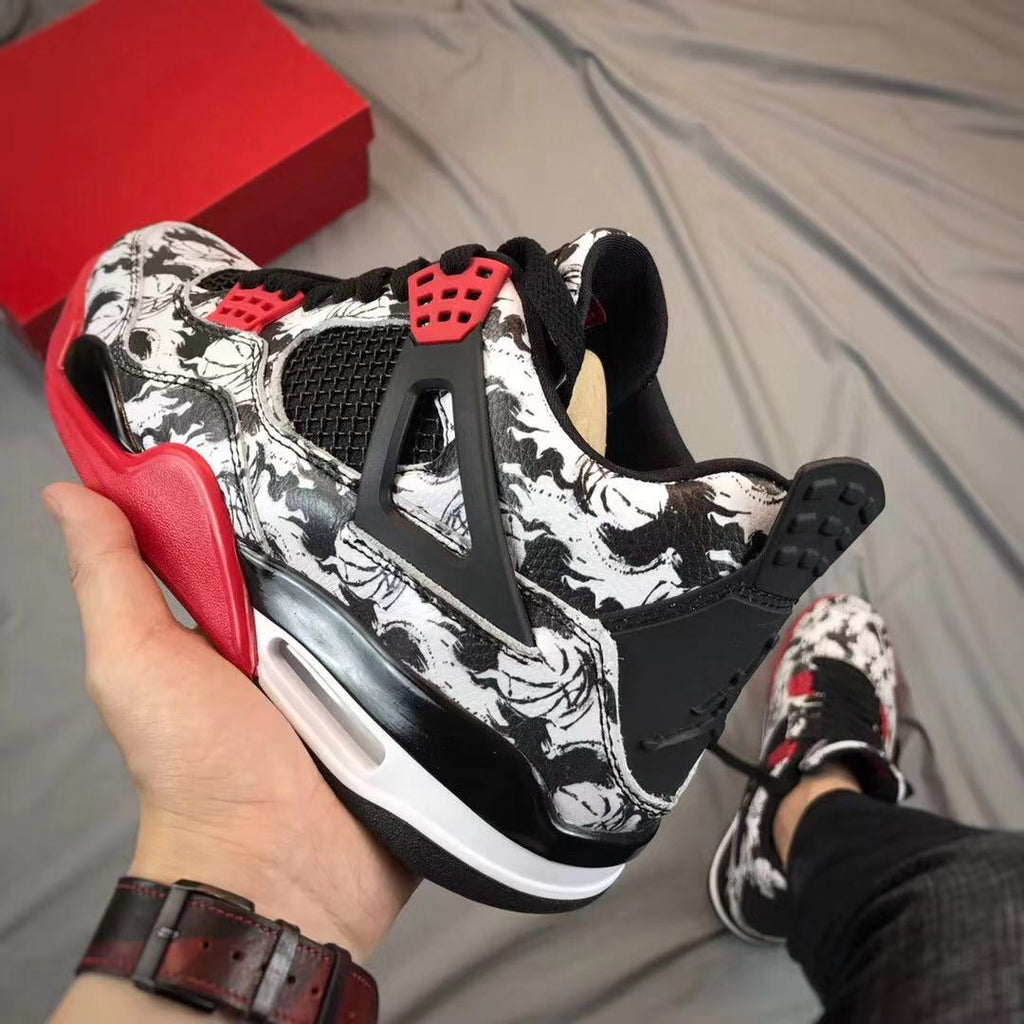 Jordan Air Jordan 4 Tattoo Black White Red Sneakers