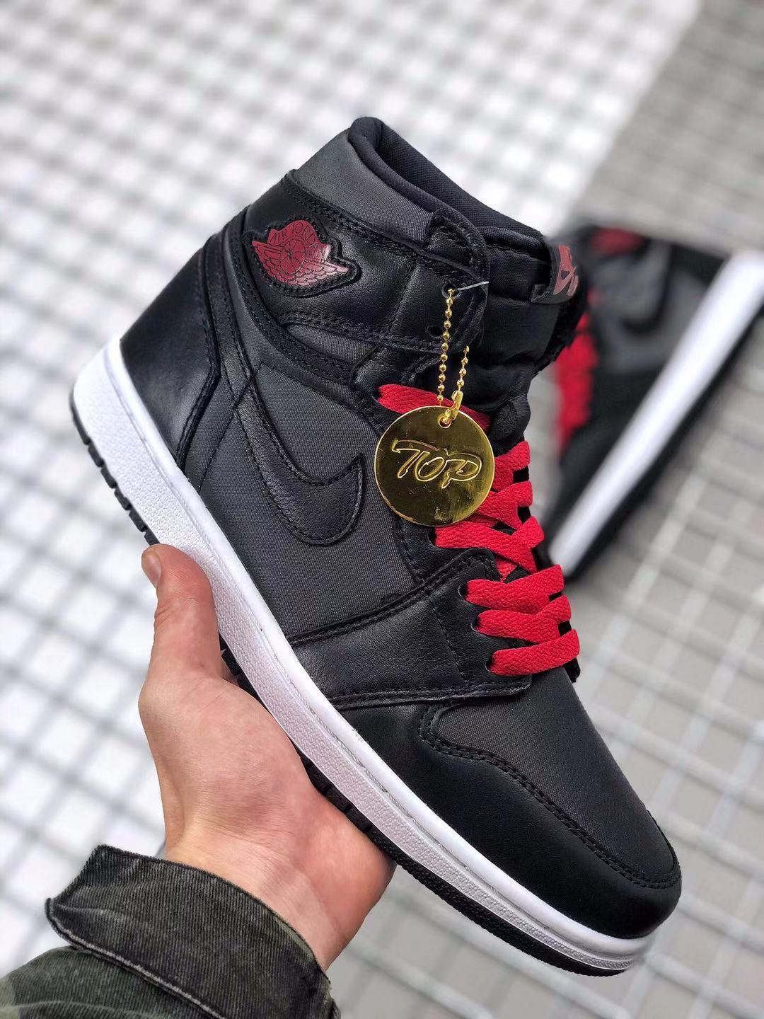 Air Jordan 1 High OG Black Satin Black Red Sneakers