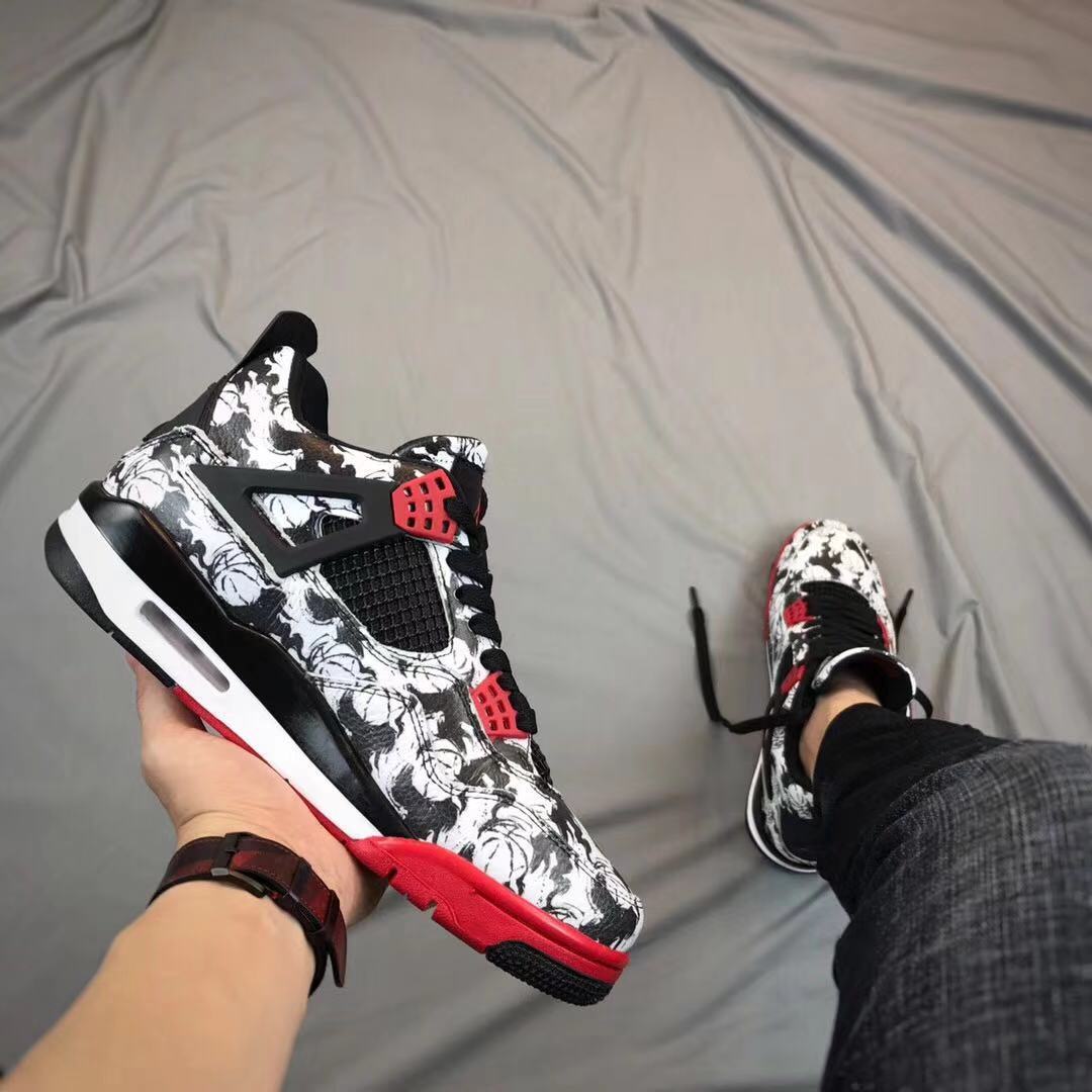 Jordan Air Jordan 4 Tattoo Black White Red Sneakers