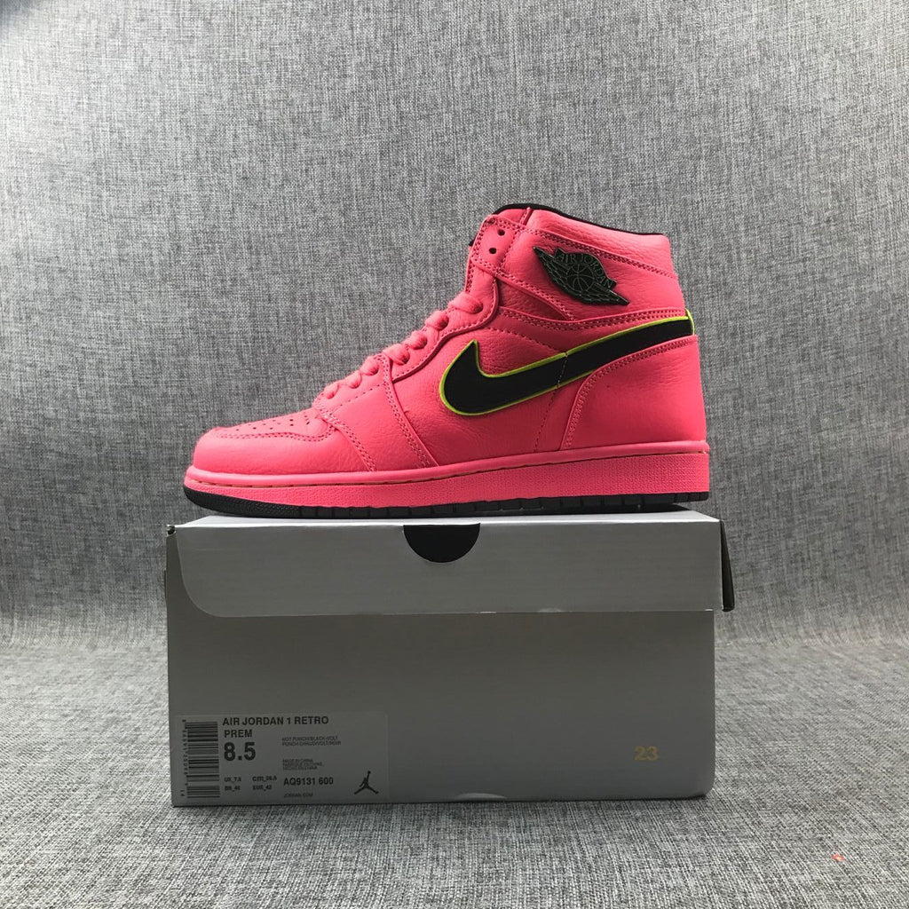 Air Jordan 1 Mid Sneakers Pink Black Volt AQ9131-600