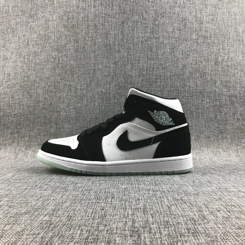 Air Jordan 1 Mid Sneakers Black White Mint BQ6931-103