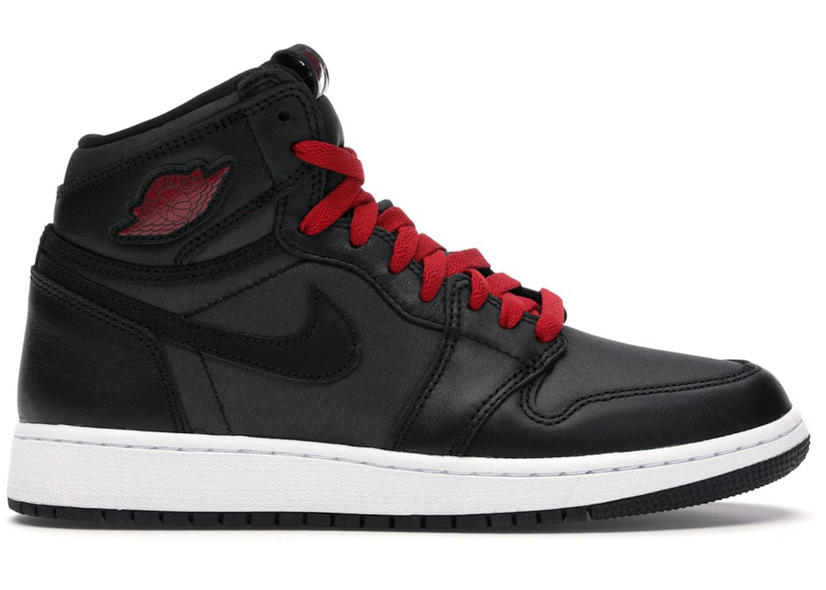 Jordan 1 Retro High Black Satin Gym Red Black (GS)